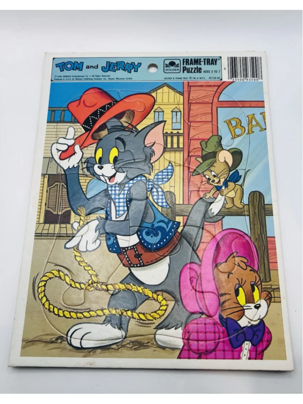 Vintage 1984 Tom & Jerry Golden Frame Tray Puzzle MGM / UA